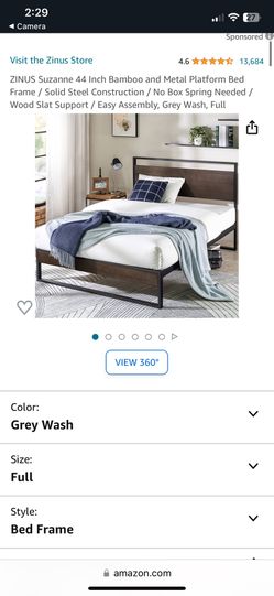 Bamboo and Metal Platform Bed Frame