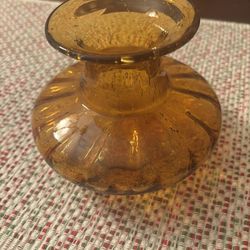 Blown Glass Amber Orange Vase