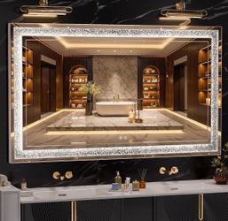 59" x 35" LED Diamond Wall Mirror, Dim & Anti-Fog