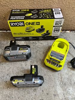 RYOBI ONE+ 18V Starter Kit with (1) 2.0 Ah Battery, (1) 4.0 Ah Battery, and Charger
