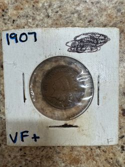 1907 Indian Head Cent Penny VF+ Detail – 1 Cent U.S. Coin – Nice Original Coin