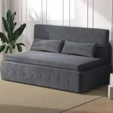 Queen Size Pull Out Sofa Bed, Convertible Sleeper Sofa with Pull Out Bed, Velvet Loveseat Couch Bed with Two Pillows for Living Room/Apartment, Light