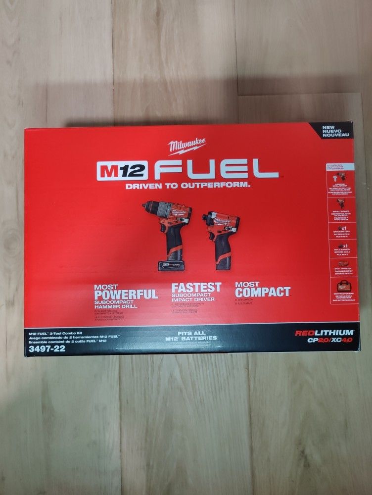 Milwaukee
M12 FUEL 12-Volt Lithium-Ion Brushless Cordless Hammer Drill and Impact Driver Combo Kit w/2 Batteries and Bag (2-Tool)