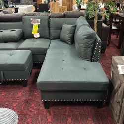 Sectional With Storage Ottoman 