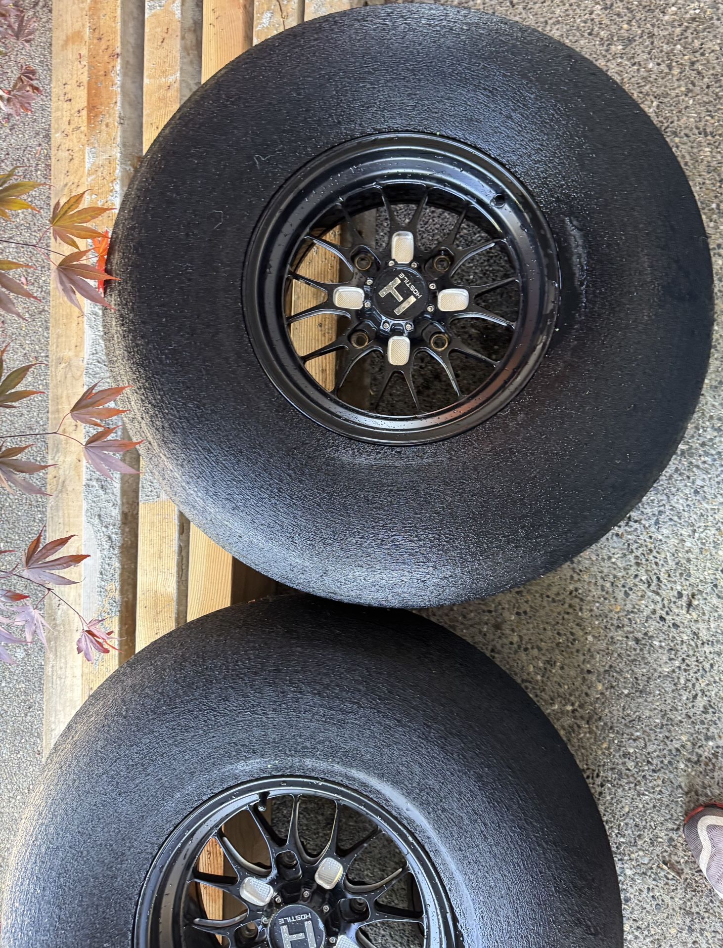 Pair Of Side By Side Wheels And Tires
