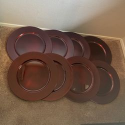 Red 14” Plate Chargers - Set Of 8