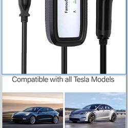 Level 1 EV Charger for Tesla(Only), 15A 110V NACS Connector with 21ft Cable,Nema 5-15 Plug Home Portable Wall Charger for Model Y/3/S/X, Max 1.65KW Po