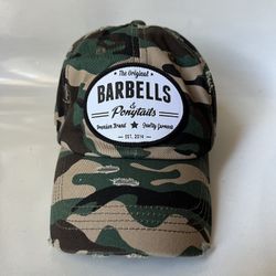Kbethos Original Barbells & Ponytails Distressed Camo Adjustable Baseball Cap  