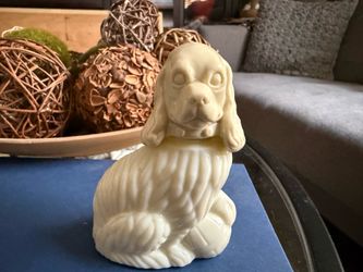 Vintage Avon Milk Glass Spaniel Dog Perfume Bottle (empty)