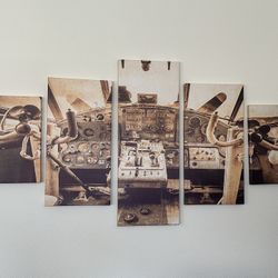 5 Tile Airplane Cockpit Art