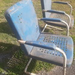 TWO  OLD METAL CHAIRS 