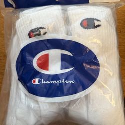 Champion PK 6 Pair White Mens Cotton Crew Socks Size 6-12