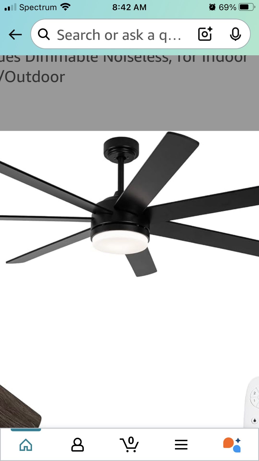 62” Ceiling Fan Black