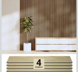 ZETY HOME Acoustic Wood Wall Panels, Slat 4-Pack, 94.5 in, Oak