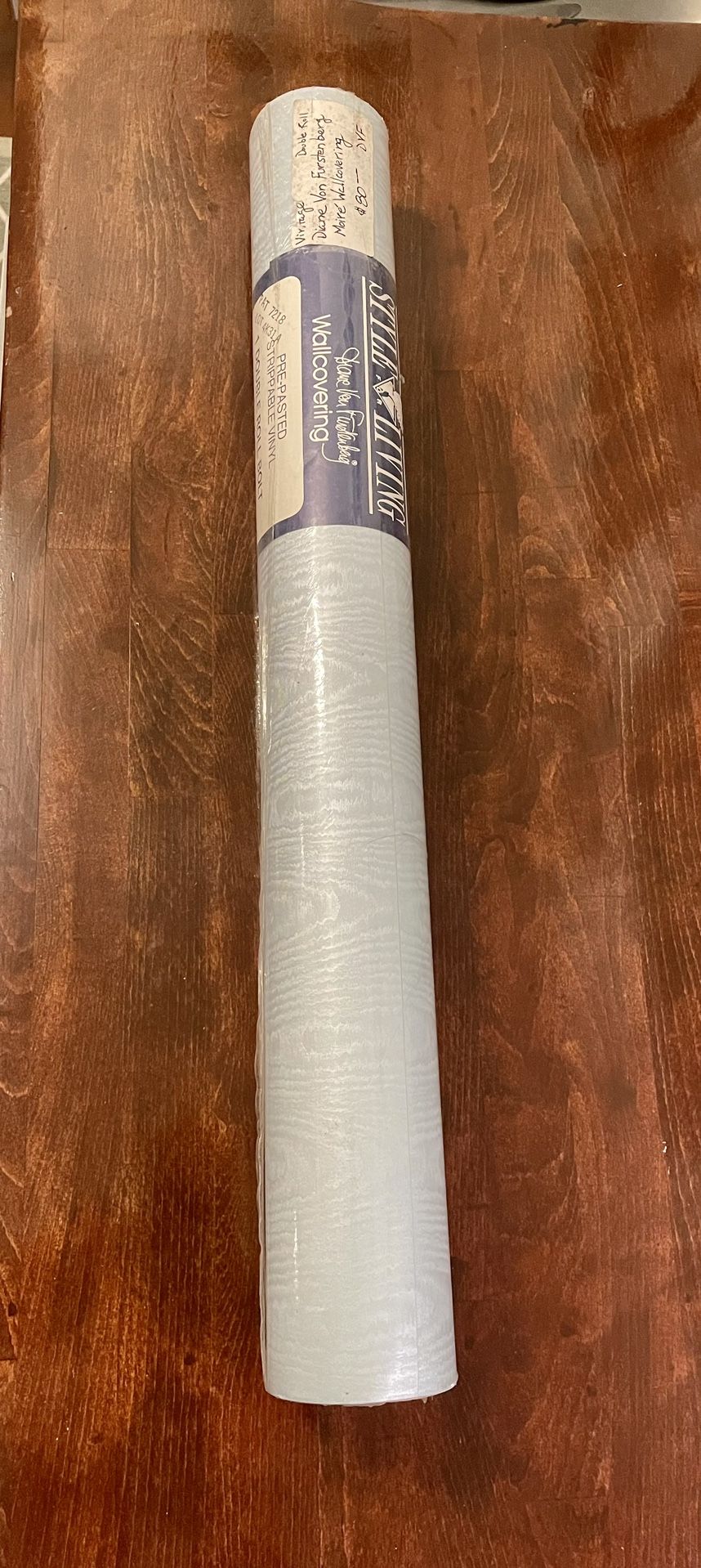 Vintage Diane Von Furstenberg Moire Blue Sky Wall Covering