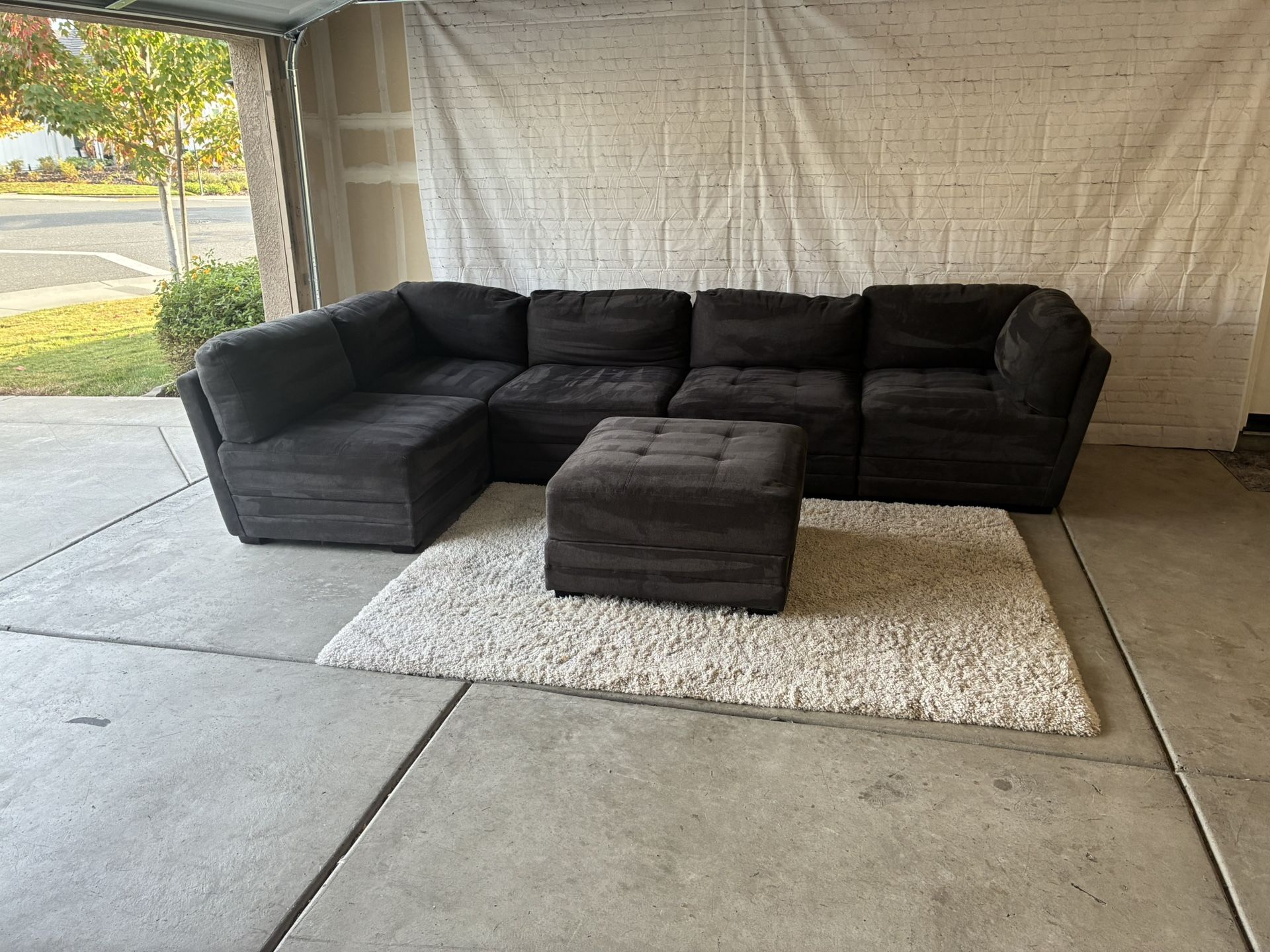 Dark Charcoal Modular Sectional + Ottoman