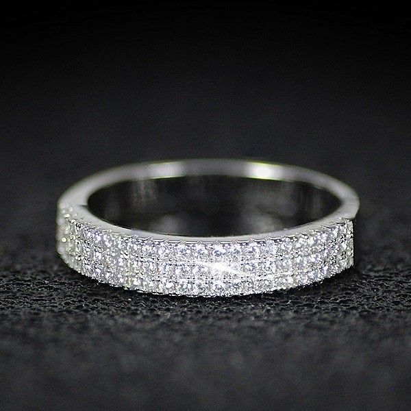 "Plain Trendy Round Gems Full Around Filled Eternity Zircon Ring for Women, PD045
