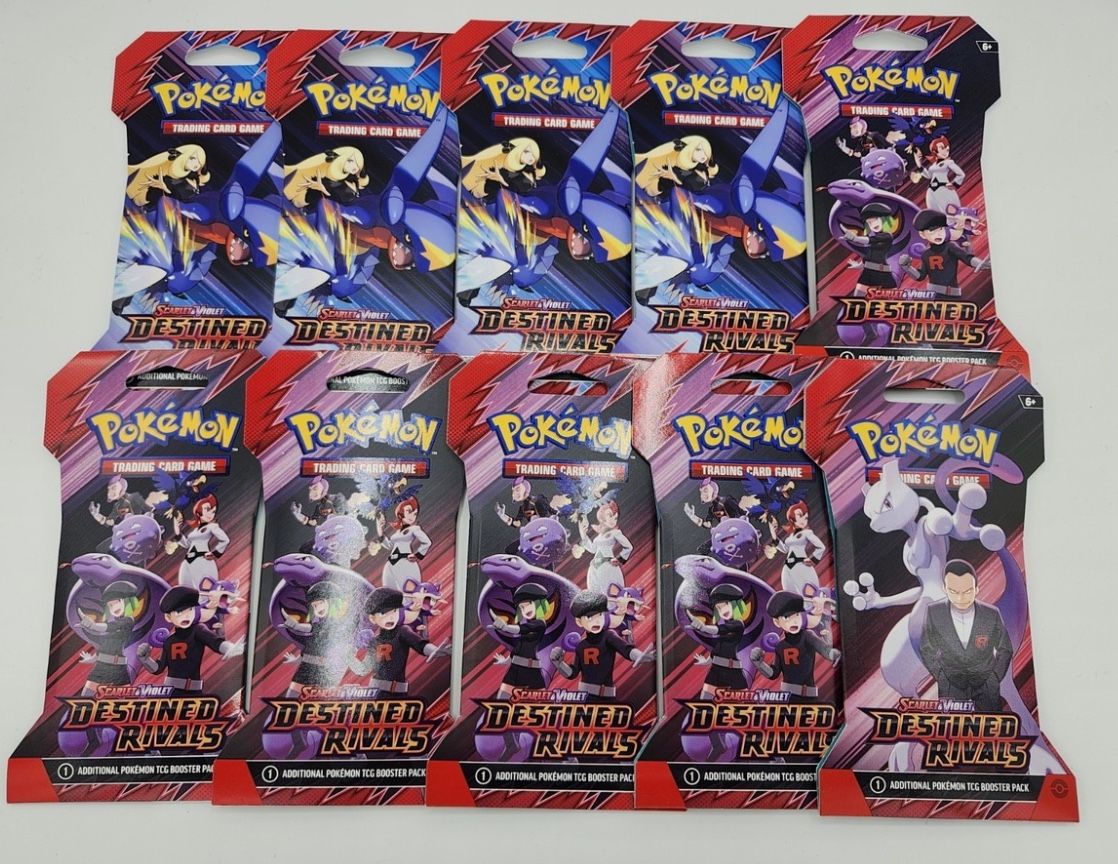 10 Pokémon Scarlet & Violet Destined Rivals Booster Packs – Brand New & Sealed