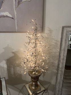 Lighted Crystal & Silver Decorative Christmas Tree with Gold Base