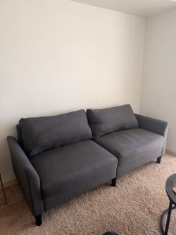Gray Fabric 2-Seat Sofa with Cushions