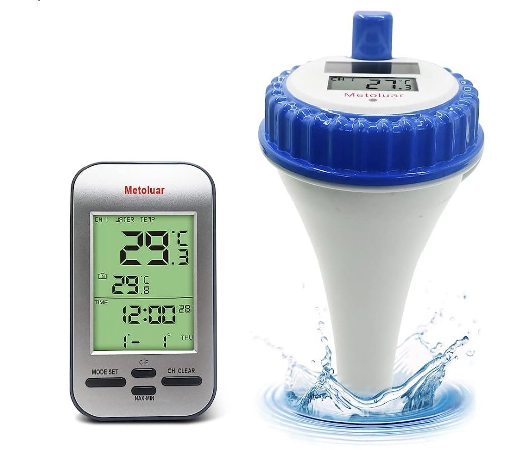 Pool Thermometer, Wireless Floating Easy Read, Solar Remote Digital Outdoor Floating Thermometers for Swimming Pool, Bath Water, and Hot Tubs