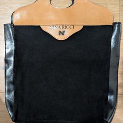 Nina Ricci Vintage Suede And Leather Tote Bag Top Handle