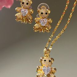 Teddy Bear Earrings Set