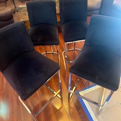Set of 4 chrome black velvet island chairs