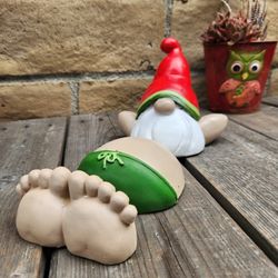 Colorful Laying Down Gnome Statue, Yard Art Accent, Home Decor