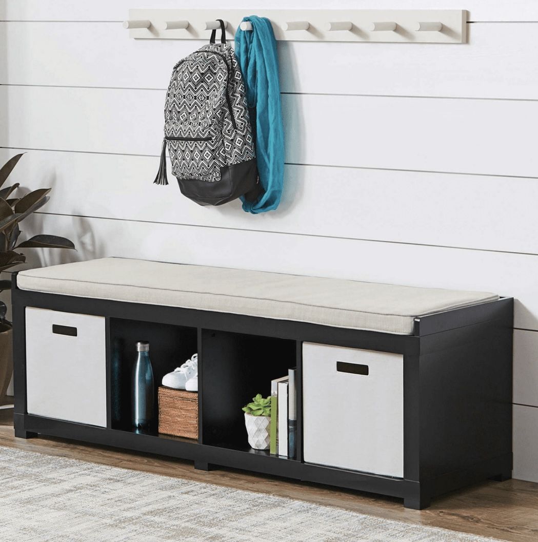 Better Homes & Gardens 4-Cube Storage Organizer Bench, Espresso Brown
