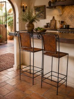 Gorgeous vintage handcrafted Ralph Lauren style Spanish bar stools