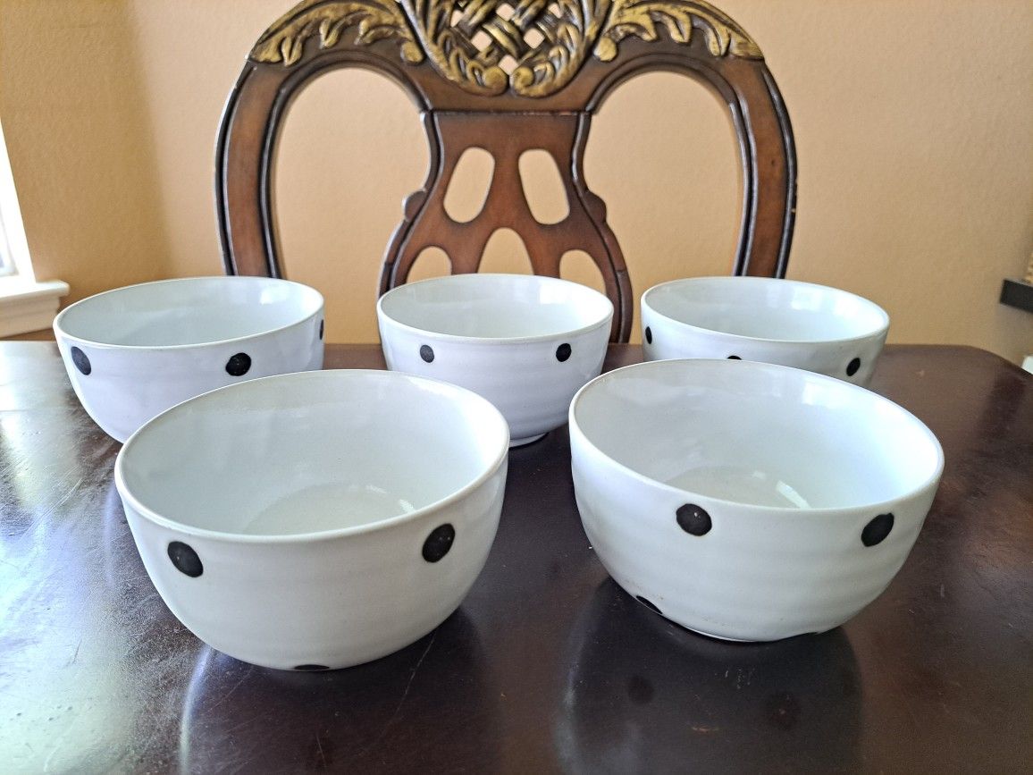 Polka dot pattern bowl set