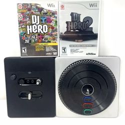 DJ Hero Turntable Controller With Games Nintendo Wii Tested FREE Shipping