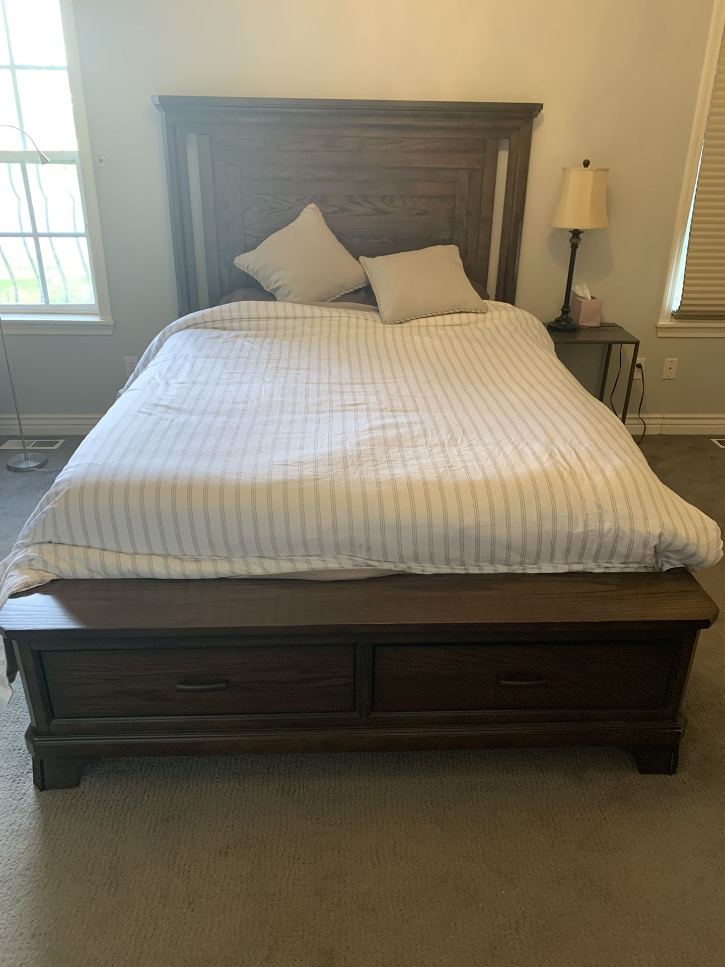 Queen Bed Headboard and Frame With Storage