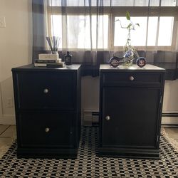 Large black nightstands