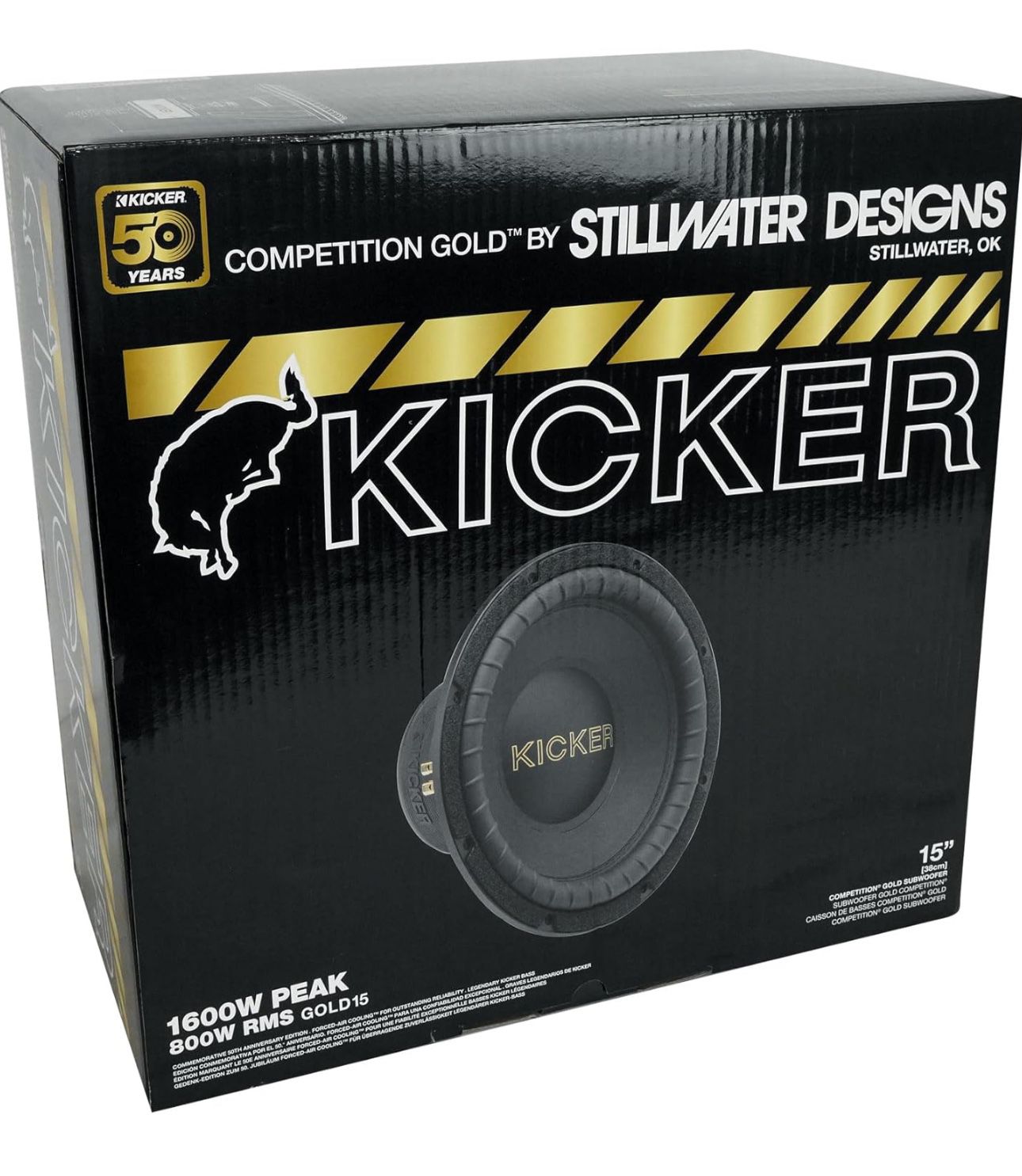 Kicker Bundle-2 Items 50Gold154 50th Ann. Limited Edition Gold Comp 800W Car Subwoofer 