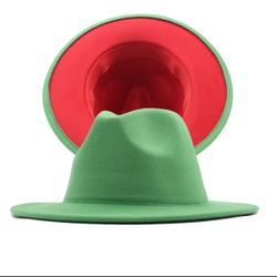 Lime Green Red Bottom Fedora Hat