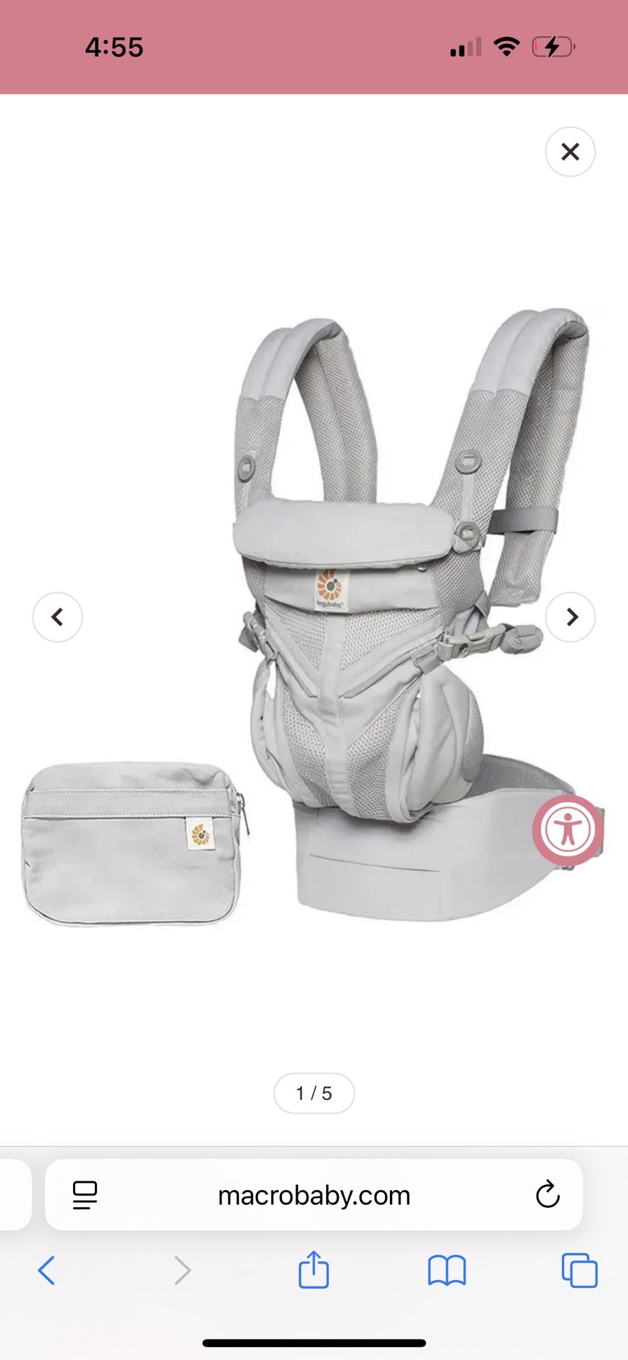 Ergobaby 360 Cool Air - Pearl Grey Mesh Baby Carrier