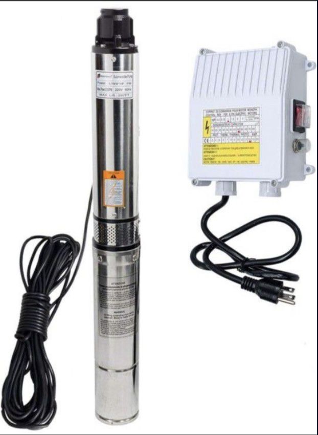 Submersible Well Pump 110V with Control Box, 4" Deep Well Pump 1.0 HP 33 GPM, 207' Head, 100FT Power Cord,Stainless Steel Well Pump