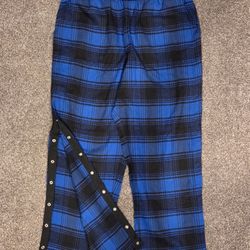 Unisex Striped Medium Pants With Snaps To Help With Leg Injuries 