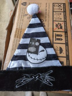 Nightmare Before Christmas Jack Skellington Black and White Santa Hat