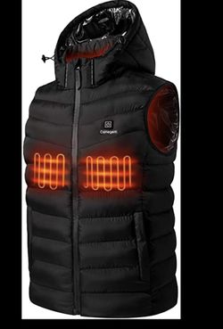 Lightweight Heated Vest for Women and Men with Detachable Hood and Battery Pack black (L)