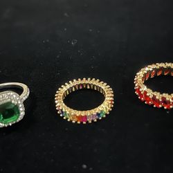 Rings,Red,Green/CZ,Multicolor