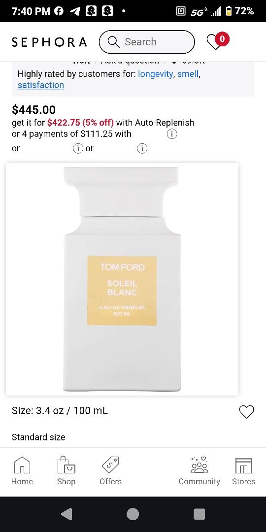 Tom FORD 100ML $890@SAKS$445@ULTA-ASK$350 OBO