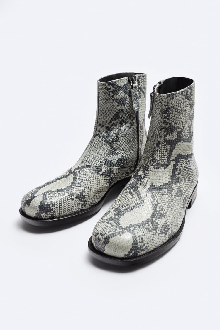 zara snake skin leather mens boots size 11 EUR 44 msrp $199