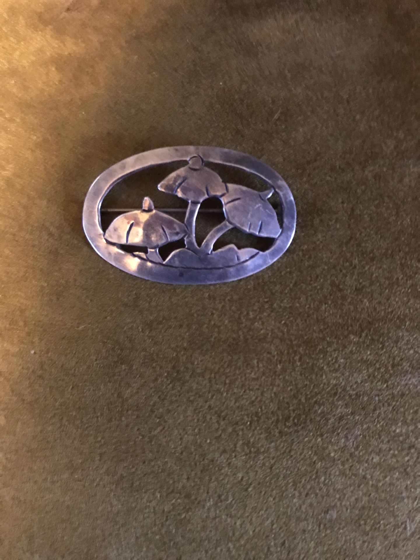 Sterling Silver Mushroom Brooch