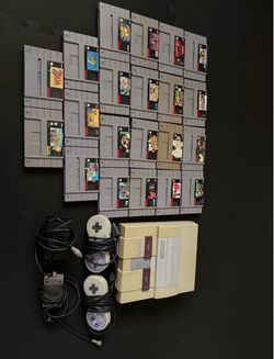 Super Nintendo SNES Console Bundle with  21 Games