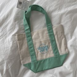 NEW Limited Edition Blue and Green Trader Joe’s Pastel Mini Tote Bag