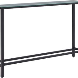 Glass & Metal Console Table, Black