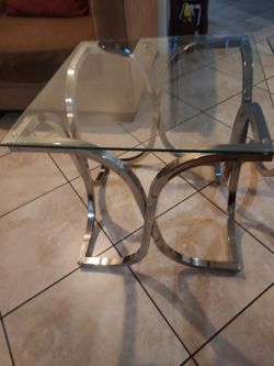 Glass 2 Piece Table Set With Metal Frame